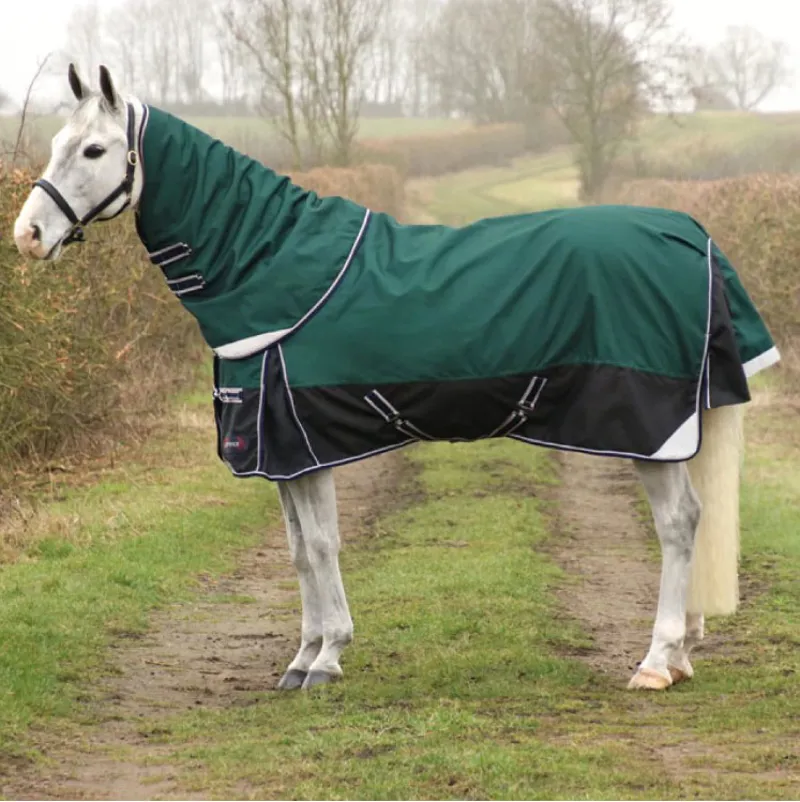 DefenceX System 100g Turnout Rug with Detachable Neck Cover - Black/Green/Navy
